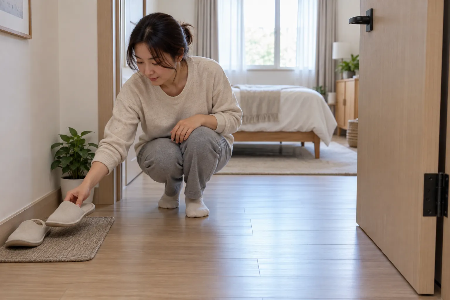 방에 들어갈 길과 바닥 상태를 함께 살펴봐요. 앱의 방별 모드와 매일 준비할 수 있는 조건을 맞춥니다.